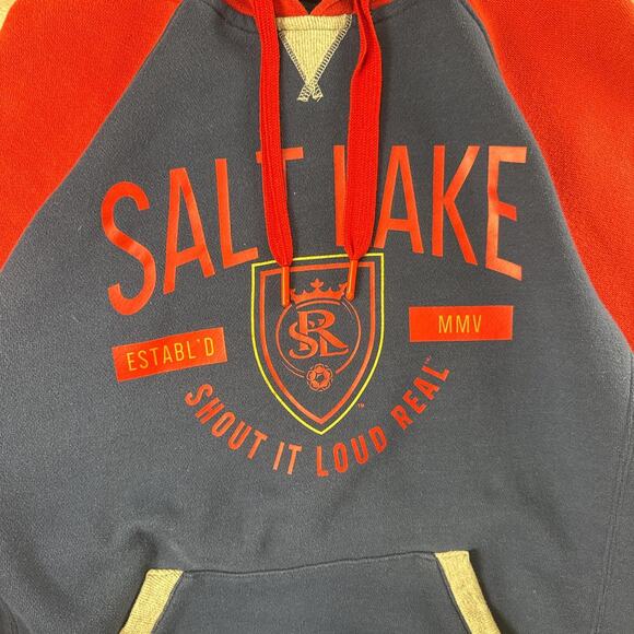 Adidas Real Salt Lake City soccer pullover hoodie red/blue size Large B24 - Picture 2 of 6